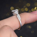 1.5ct Round Cut Diamond Engagement Ring Twisted Promise 14k White Gold Finish