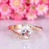 1.4ct Oval Peach Morganite Engagement Ring Swirl Solitaire 14k Yellow Gold Over