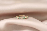 1ct Marquise Green Emerald Half Eternity Anniversary Band 14k Yellow Gold Finish