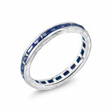 1.65ct Baguette Cut Blue Sapphire Wedding Band Ring Eternity 14k White Gold Over