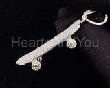 2.2ct Round Cut Moissanite Skateboard Pendant 14k White Gold Plated NO CHAIN