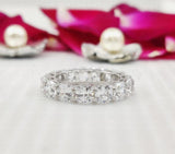 2.2ct Cushion Cut Simulated Diamond Eternity Wedding Band 14k White Gold Plated