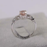 2ct Engagement Ring Oval Cut Morganite Solitaire with Accent 14k White Gold Over