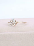 Cluster Snowflake Engagement Ring 1.5ct Round Cut Diamond 14k Rose Gold Finish