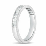 2.3ct Wedding Ring Band Emerald Cut Diamond Milgrain Eternity 14k WhiteGold Over