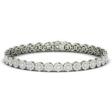 20Ct Round Cut Diamond Floral Cluster Design Tennis Bracelet 18K White Gold Over