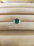 2.1ct Engagement Ring Green Emerald Cut Solitaire Women 14k White Gold Finish