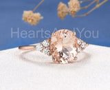 2ct Oval Cut Simulated Morganite Accented Engagement Ring 14k Rose Gold Plated