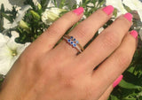 0.5ct Round Cut Blue Topaz Trilogy Solitaire Engagement Ring 14k White Gold Over