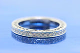 2.4ct Cushion Blue Sapphire Filigree Milgrain Bridal Set Ring 14k WhiteGold Over