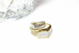 2ct Baguette & Princess Cut Diamond Bypass Design Ring 14k Yellow Gold Finish