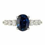 2.3ct Oval Cut Blue Sapphire Engagement Ring Accent Solitaire 14k WhiteGold Over