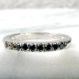 0.25ct Round Cut Black Diamond Wedding Band Stackable 14k White Gold Finish