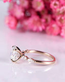 2ct Oval Cut Diamond Solitaire Ring 14k Rose Gold Finish with Marquise Accents