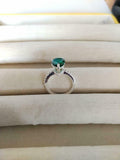 1.2ct Engagement Ring Pear Cut Green Emerald Diamond Accent 14k WhiteGold Finish