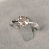 1.5ct Round Cut Morganite Classic 4 Prong Solitaire Ring 14k White Gold Finish