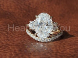 2.3ct Oval Cut Simulated Diamond Bridal Set Curved Trilogy 14k White Gold Plated