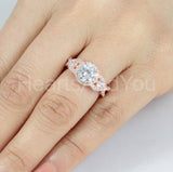 2.4ct Round Cut Moissanite Halo Split Shank Bridal Set 14k Rose Gold Plated