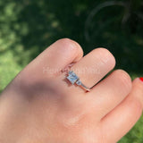 0.4ct Princess Simulated Diamond Trilogy Engagement Ring 14k White Gold Plated