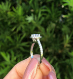 2Ct Round Cut Diamond Delicate Halo Engagement Women Ring 14K White Gold Finish