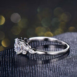 1.2ct Round Cut Diamond Engagement Ring Floral Leaf Solitaire 14k WhiteGold Over