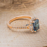 2.3ct Emerald Cut Simulated London Blue Topaz Halo Ring 14k Rose Gold Plated