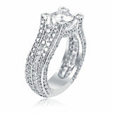 2ct Round Cut VVS1 Diamond Vintage Cluster Engagement Ring 14k White Gold Finish