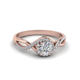 1ct Round Diamond Infinity Swirl Solitaire Engagement Ring 14k Rose Gold Finish