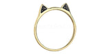 0.1ct Round Cut Simulated Black Diamond Cat Design Ring 14k Yellow Gold Plated