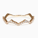 0.2ct Round Cut Moissanite Zig Zag Women Wedding Band 14k Yellow Gold Plated