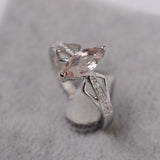 2ct Engagement Ring Marquise Cut Peach Morganite Split Shank 14k White Gold Over