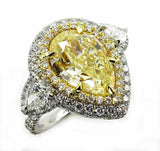 7Ct Pear Cut Yellow Sapphire Cocktail Halo Engagement Ring 14K White Gold Finish