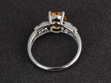2.4ct Oval Cut Yellow Citrine Solitaire Split Shank Ring 14k White Gold Finish