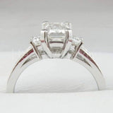 2.4ct Emerald Simulated Diamond Split Shank Engagement Ring 14K WhiteGold Plated
