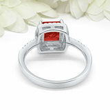 2ct Princess Red Garnet Engagement Ring Diamond Accent Halo 14k White Gold Over