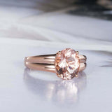 2.6ct Oval Cut Peach Morganite Engagement Ring Solitaire 14k Rose Gold Finish