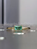 0.5ct Baguette Cut Simulated Green Emerald Solitaire Ring 14k Yellow Gold Plated