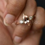 1ct Marquise Cut Simulated Morganite Three Stone Ring 14K Yellow Gold Plated