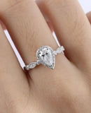 2.5ct Pear Cut VVS1 Diamond Halo Vintage Engagement Ring 14k White Gold Finish