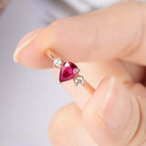 1ct Pear Cut Pink Ruby Engagement Ring Round Accents Trilogy 14k RoseGold Finish