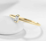 0.4ct Engagement Ring Baguette Cut Diamond Solitaire 14k Yellow Gold Finish