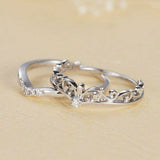 0.6ct Round Cut Diamond Engagement Ring 14k White Gold Finish Crown Bridal Set