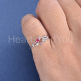 0.5ct Round Cut Moissanite Cluster Women Engagement Ring 14k White Gold Plated