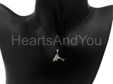 0.12ct Round Cut Moissanite Dolphin Pendant 14k White Gold Plated NO CHAIN