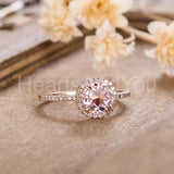 1ct Round Cut Simulated Peach Morganite Accented Halo Ring 14k Rose Gold Plated