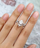 2.4ct Pear Cut Simulated Diamond Bridal Set Crown Tiara 14k White Gold Plated