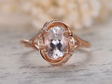 1ct Oval Cut Peach Morganite Diamond Engagement Ring 14k RoseGold Over Solitaire