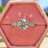 2.25ct Round Cut Moissanite Solitaire with Accents Ring 14k White Gold Plated
