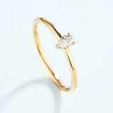 Solitaire Minimalist Engagement Ring 0.2ct Pear Cut Diamond 14k Yellow Gold Over