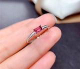 0.2ct Baguette Cut Simulated Pink Sapphire Accented Ring 14k White Gold Plated